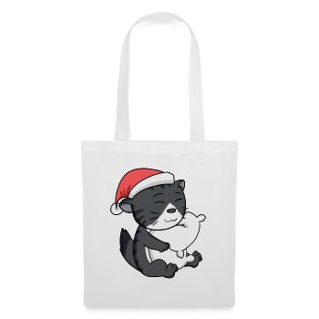 Chat, Mignon, Chat De La Forêt Norvégienne, Fatigué - Sac en tissu - blanc - Devant