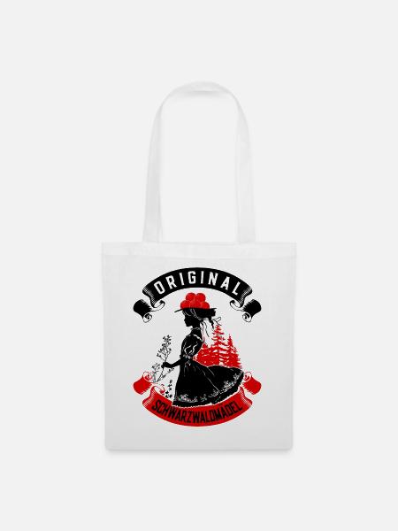Original Schwarzwaldmädel Bollenhut Tracht Ledig - Stoffbeutel - Weiß