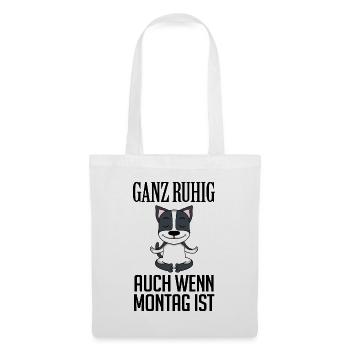Montag Spruch Yoga Hund - Stoffbeutel - Weiß - Vorne