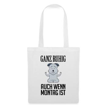 Montag Spruch Yoga Hund - Stoffbeutel - Weiß - Vorne