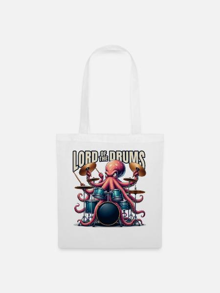 Oktopus am Schlagzeug – Lord of the Drums - Stoffbeutel - Weiß