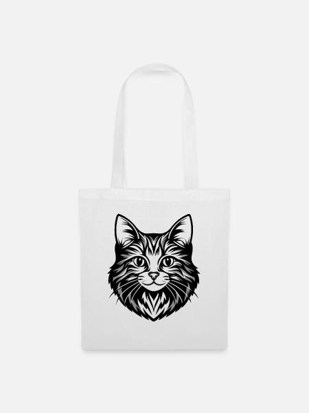 Komplizierte Katzengesicht Illustration - Stoffbeutel - Weiß