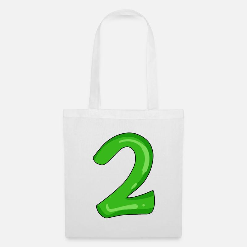 Two - 2 - Number Number - Tote Bag - white