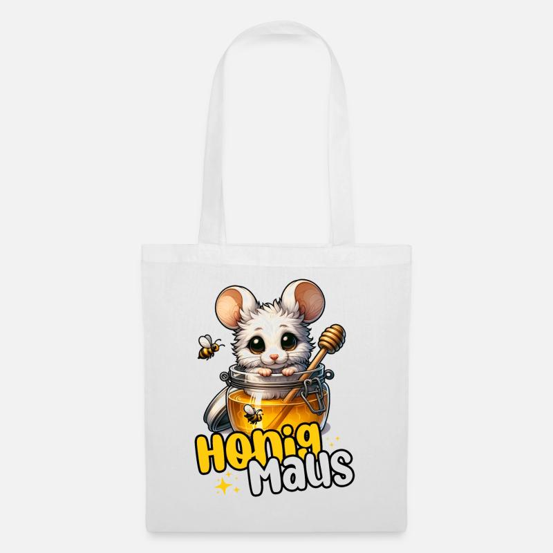 Honigmaus – Süße Maus im Honigglas - Stoffbeutel - Weiß