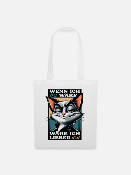 Katzenmotiv mit witzigem Spruch - Stoffbeutel - Weiß