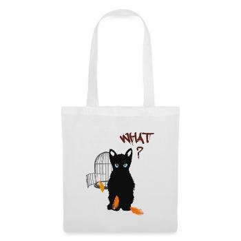 Little black cute kitten and bird - Tote Bag - white - Front