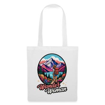 Wander Woman Wandern Wanderwoman Berge Natur Retro - Stoffbeutel - Weiß - Vorne