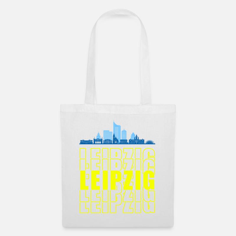 Messestadt Leipzig Sachsen Silhouette Skyline - Stoffbeutel - Weiß