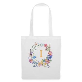 I Monogram Floral, Floral Wreath, Personalizable - Tote Bag - white - Front