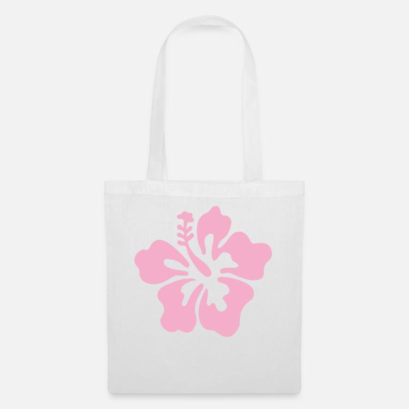 Fleur d’hibiscus - Rose clair - Sac en tissu - blanc