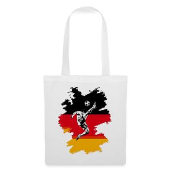 Dynamische Fußball-Action auf deutscher Flagge - Stoffbeutel - Weiß - Vorne