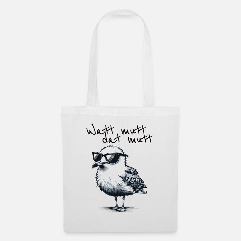 Watt mutt dat mutt Coole Möwe Nordsee Spruch - Stoffbeutel - Weiß