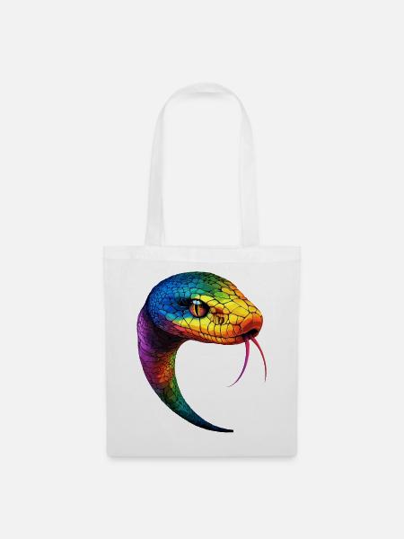 Schlange Python Kobra Mamba Klapperschlange Snake - Stoffbeutel - Weiß