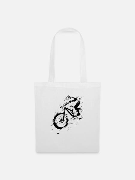Mountainbiking Illustration - Stoffbeutel - Weiß