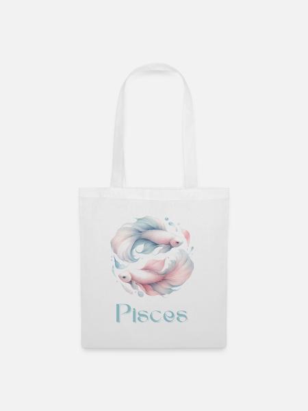 Elegantes Pisces Sternzeichen Aquarell Geschenk - Stoffbeutel - Weiß