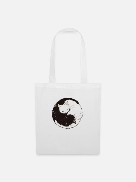 Yin und Yang Buddhismus Grafik Katzen Katzenhalter - Stoffbeutel - Weiß