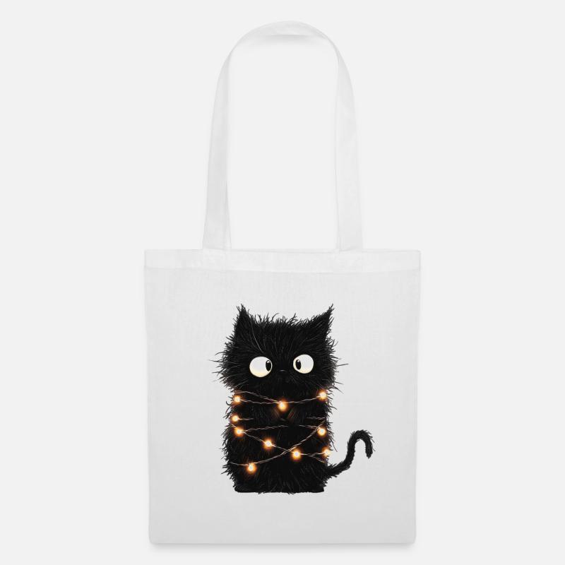 Funny Fairy Lights Cat Christmas Tree Gift - Tote Bag - white
