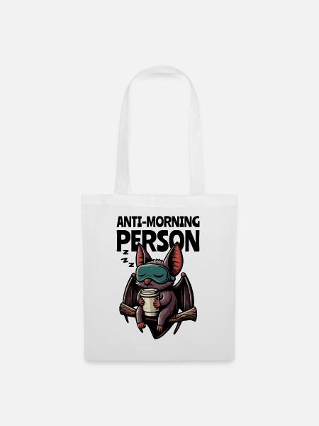 Anti-Morning Person – Fledermaus mit Schlafmaske - Stoffbeutel - Weiß