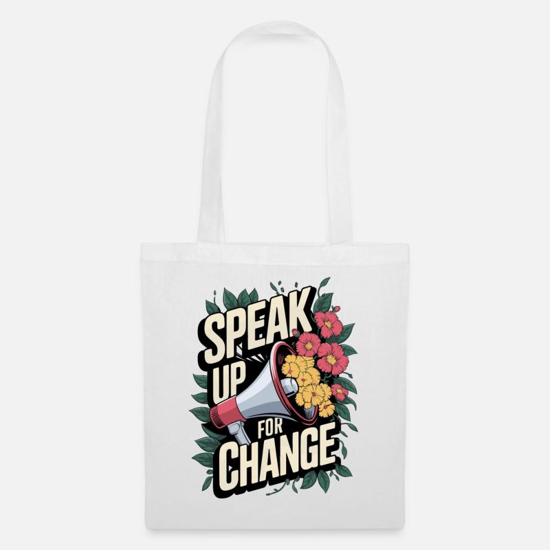 Speak Up for Change Floral Activism Design - Stoffbeutel - Weiß