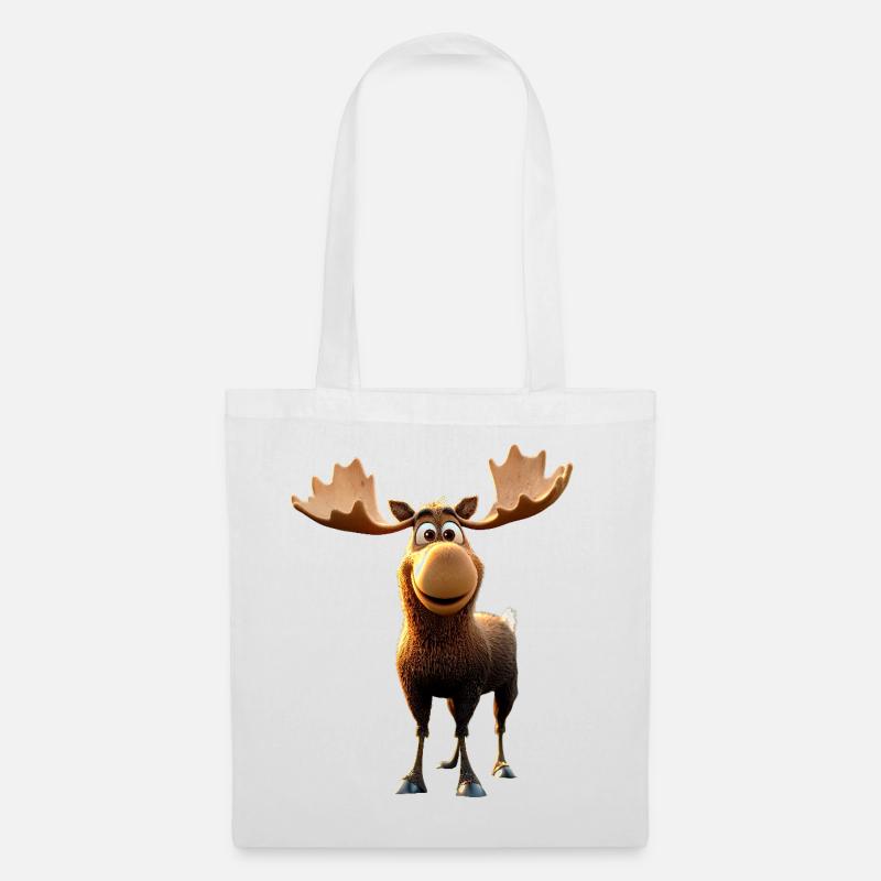 Elch Moose Elchbulle Geweih Hirsch Wilde Elche - Stoffbeutel - Weiß