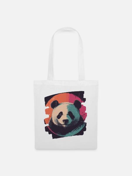Pandabär Retro - Stoffbeutel - Weiß