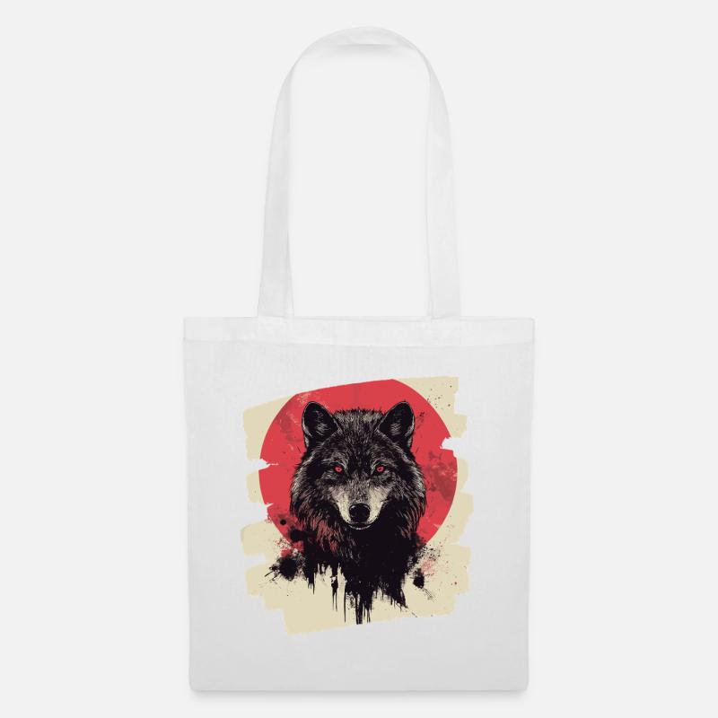 Wolf Retro - Stoffbeutel - Weiß