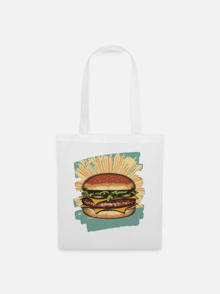 Burger Retro - Stoffbeutel - Weiß
