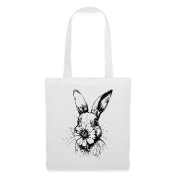 Blumenhase Hase Blume Cottagecore Ostern Frühling - Stoffbeutel - Weiß - Vorne