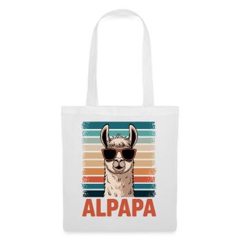 Papa Alpaga Papa Drôle Lama Cadeau de Fête des Pères - Sac en tissu - blanc - Devant