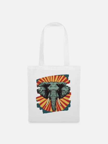 Elefant Retro - Stoffbeutel - Weiß