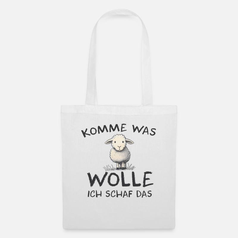 Komme was wolle ich Schaf das Schaf Wolle - Stoffbeutel - Weiß