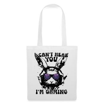 I Can't Hear You I'm Gaming Retro Hase Synthwave - Stoffbeutel - Weiß - Vorne