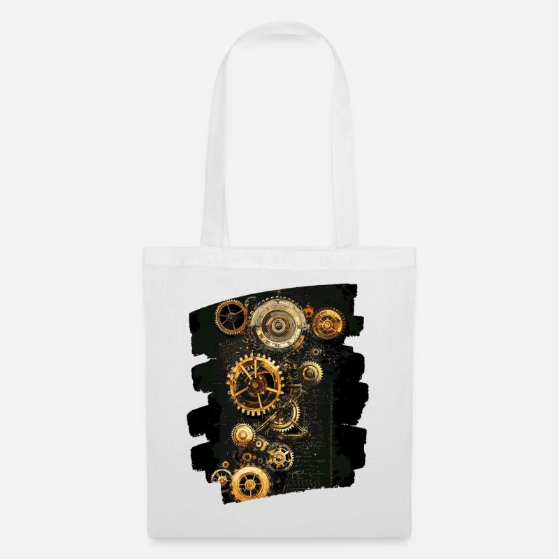 Steampunk Uhrwerk - Stoffbeutel - Weiß
