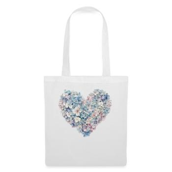 Heart of Hydrangeas Flowers - Delicate Blossoms - Tote Bag - white - Front