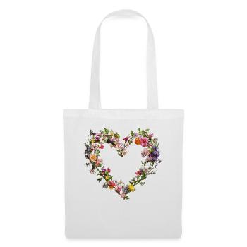 Cœur de fleurs délicates Fleurs printanières - Sac en tissu - blanc - Devant