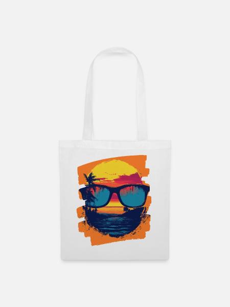 Sonnenbrille Sommer Palmen - Stoffbeutel - Weiß