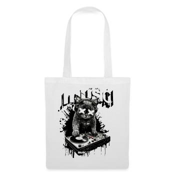 Musique Chat DJ Fête Platines Fun - Sac en tissu - blanc - Devant