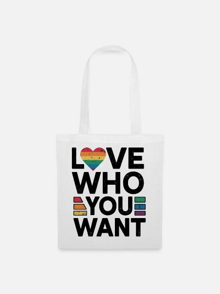 Regenbogenherz Pride Print - Stoffbeutel - Weiß