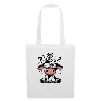 Funny Confused Cow Cartoon Clumsy Googly Eyes - Tote Bag - white - Front