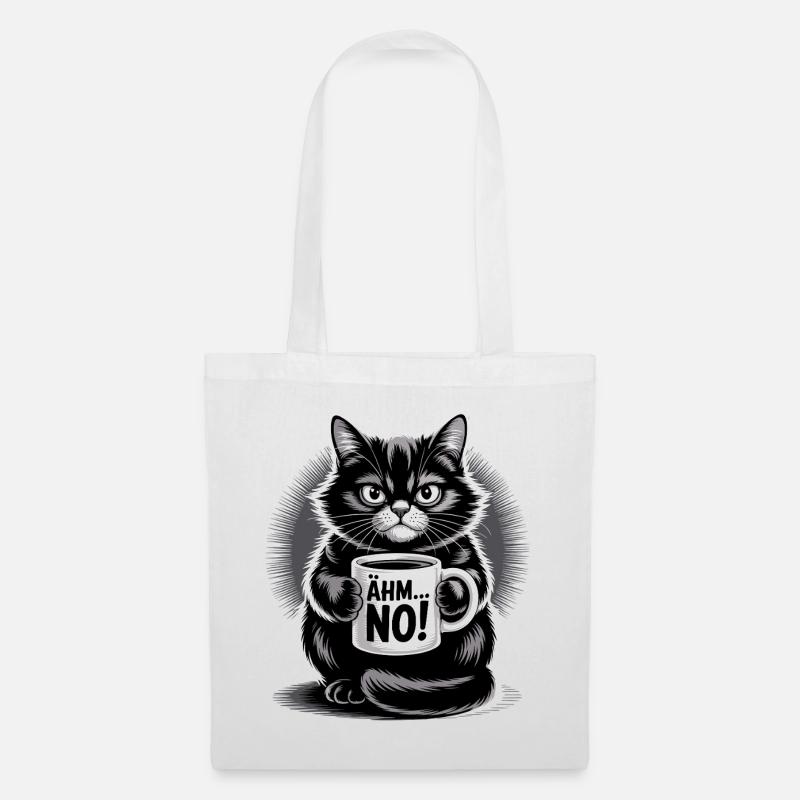 Ähm... No! Katze Mit Kaffee Humor - Stoffbeutel - Weiß