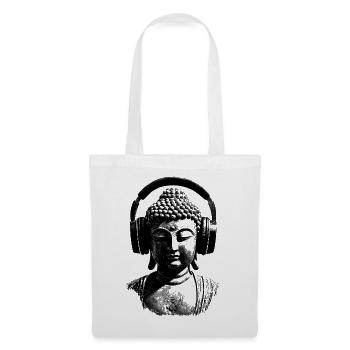 Buddha mit Kopfhörern Achtsamkeit Musik Boho Zen - Stoffbeutel - Weiß - Vorne