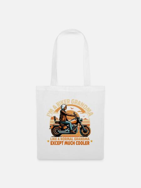 Oma Biker Ride Neuheit Design - Stoffbeutel - Weiß