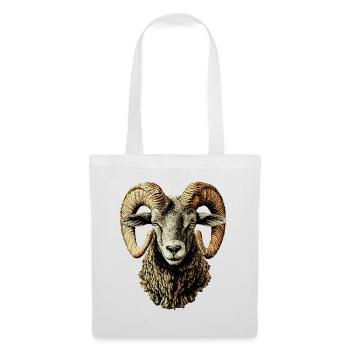 Widder Mufflon Aries Wilde Schafe Männliches Schaf - Stoffbeutel - Weiß - Vorne