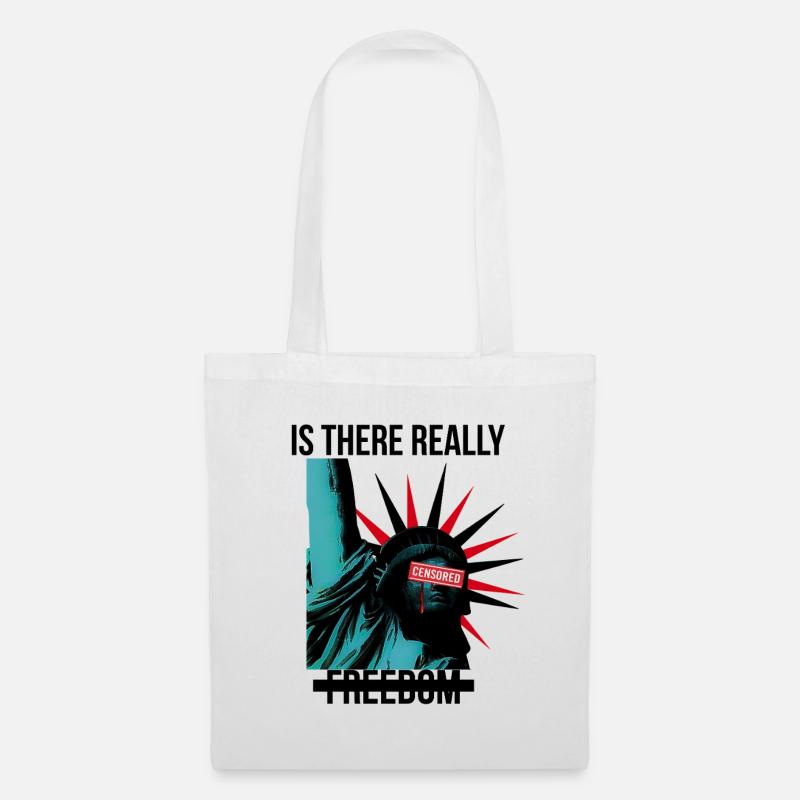 Rebellious Statue with Censorship Elements - Tote Bag - white