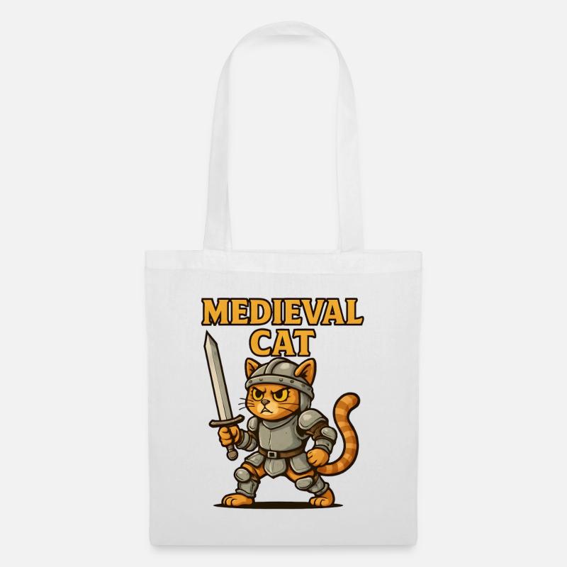 Mittelalter Katze - Stoffbeutel - Weiß
