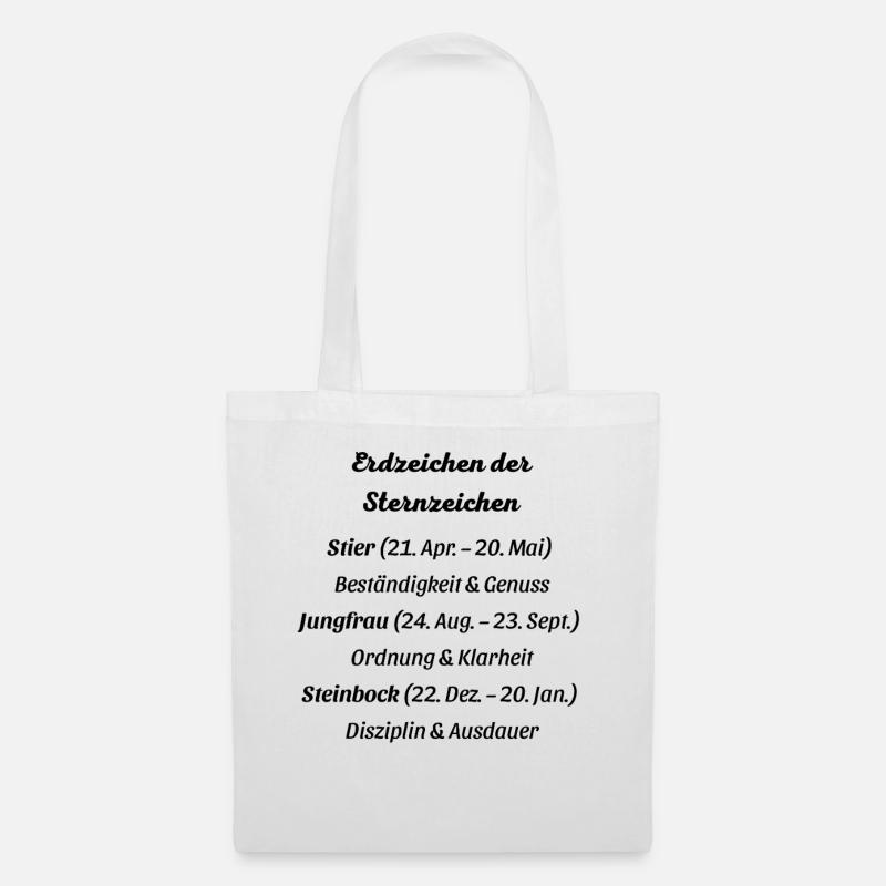 Erdzeichen_der_Sternzeichen - Stoffbeutel - Weiß