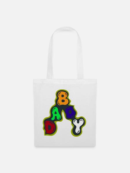 Buntes Alphabet-Blasen-Design - Stoffbeutel - Weiß