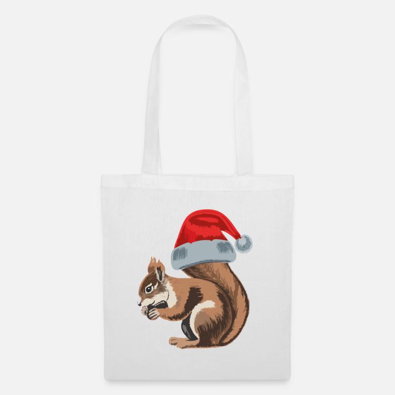 Cute squirrel with Santa hat - Tote Bag - white