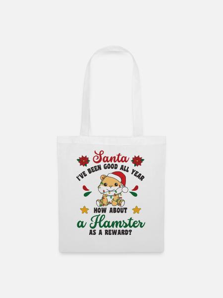 Ich will ein Hamster zu Weihnachten süße Hamster - Stoffbeutel - Weiß