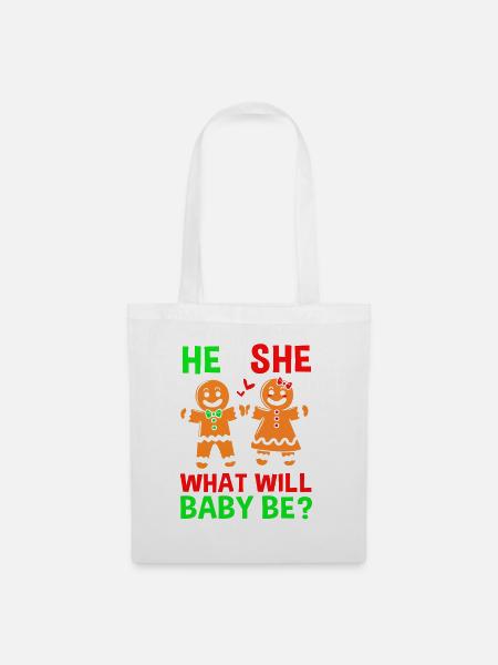 Werdende Mama Weihnachten Gender Reveal - Stoffbeutel - Weiß